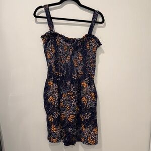 Market & Spruce Navy and Orange Floral Mini Dress